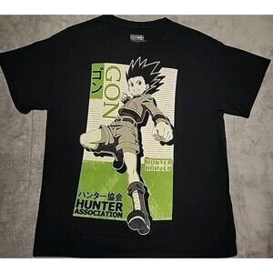 HunterxHunter Hunter Association Shirt Mens Large Gon Black Anime Short Sleeve